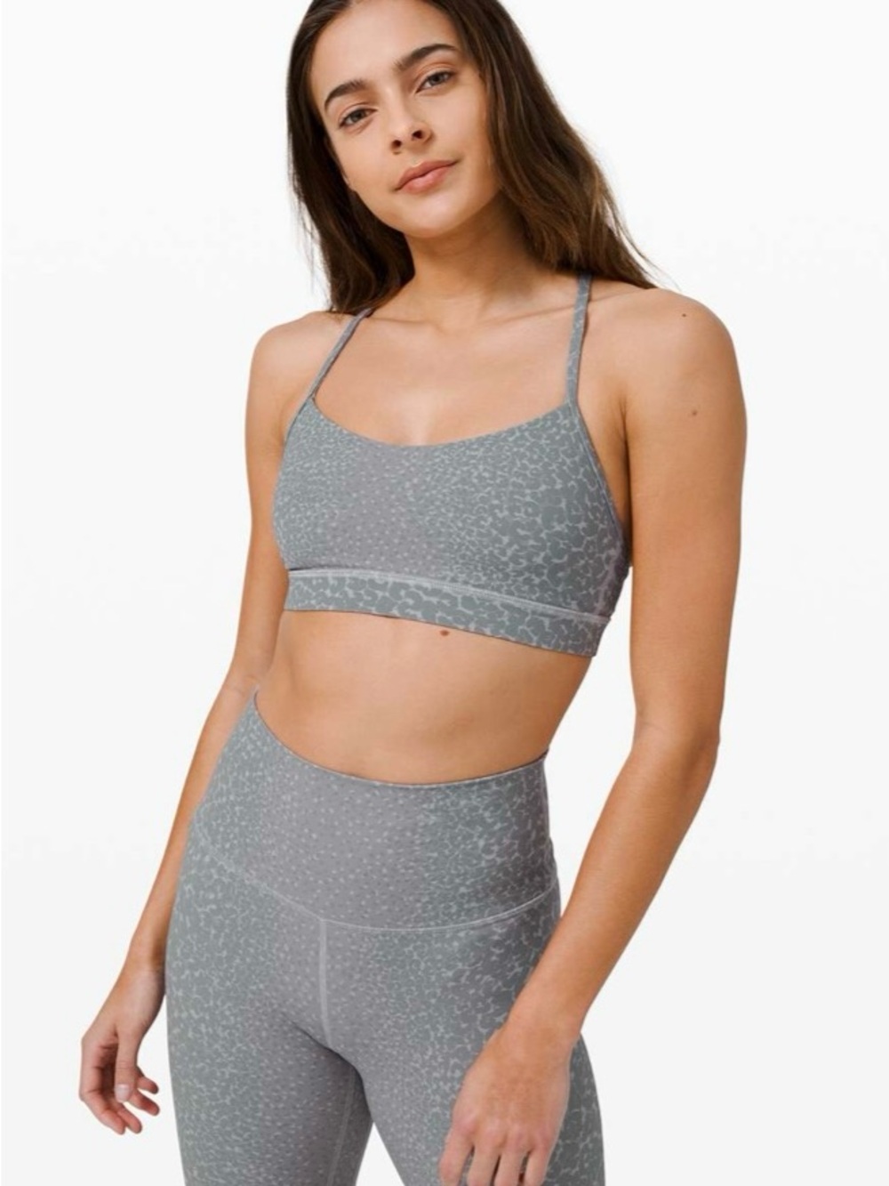 Lululemon Grey Flow Y Bra Light Support Sports Bra Size 4